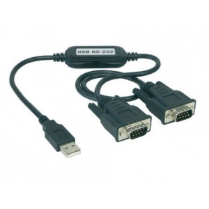 USB RS-232 Konverter, 2 Port, USB Stecker Typ A / 2 x 9-pol. Sub-D Stecker, bis 230 Kb/s