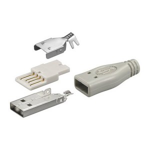 USB Typ-A Stecker, gerade, inkl. Knickschutztülle