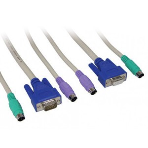 Kombi-Anschlusskabel für CPU Umschalter, PS2 Version, VGA Stecker/Buchse +  PS2 Stecker/Stecker, 3 m