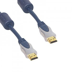 High End HDMI Anschlusskabel, 2 x HDMI Stecker (19-pol.), dreifach geschirmt, vergoldete Kontakte, Länge: 1 m