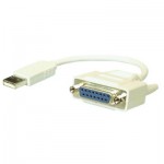 USB Adapterkabel für Gameport, USB Stecker Typ A / 15-pol. Sub-D Buchse, Kabellänge: ca. 0,20 m, mit Elektronik