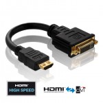 HDMI / DVI Adapterkabel, HDMI Stecker / DVI 24+1 Buchse, mit 10 cm Kabel